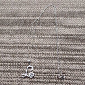 18 Inch Sterling Silver Cursive L Cubic Zirconia Name Necklace A2715